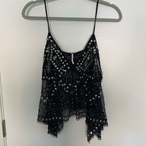 Free People Size Small Black Rhinestone tank top